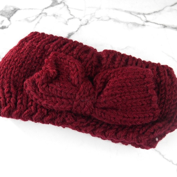 🆕️ Burgundy Knit Bow Headband - Picture 4 of 6